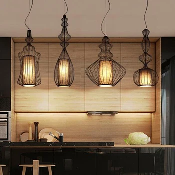 

vintage pendant lights white/black color lampshade loft style kitchen dining room luminaire suspendu pully retro pendant lamp