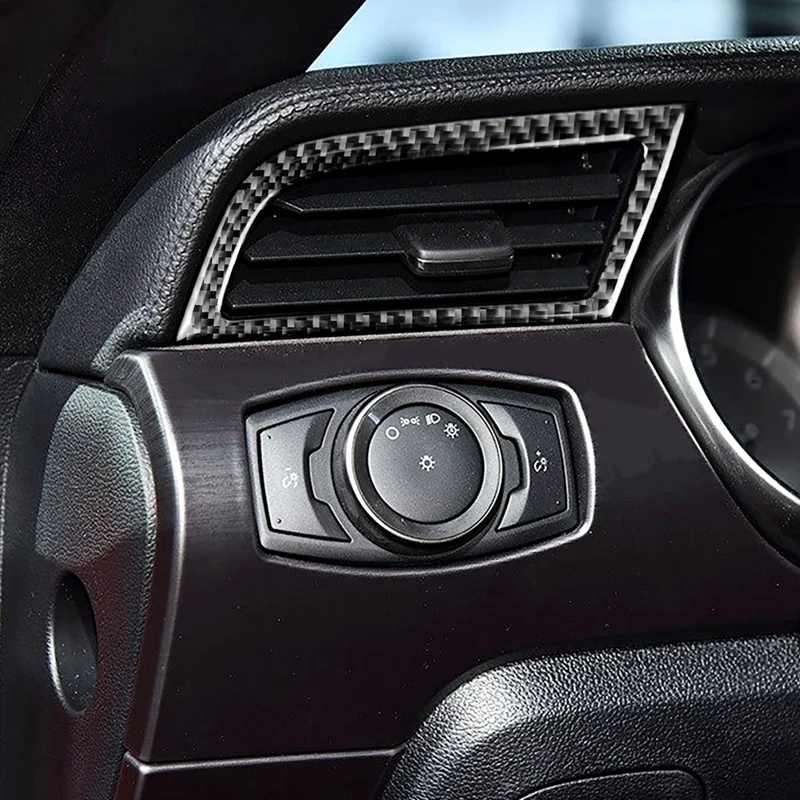 2Pcs Carbon Fiber Side Air Conditioner Outlet Decorative Frame Cover Trim Sticker& 1Pcs Car Interior Gears Panel Decorative Cov