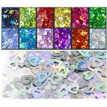 

5g-6g/Bag Nail art Hollow Heart Holographic Love Glitter Sequins 3MM Laser Heart Hollow Glitter Gold Scallion Slice Nail Adorn#6
