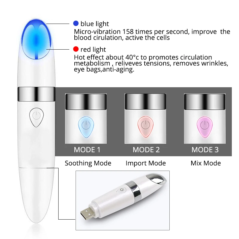 Мини USB микротоковая вибрация ионная сумка для удаления морщин вокруг глаз