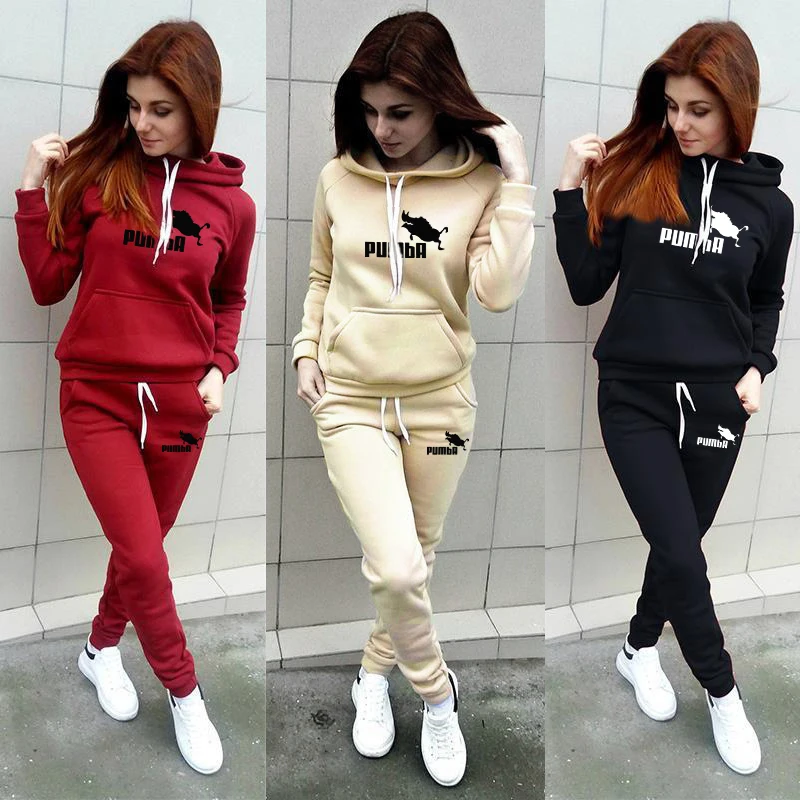 

2020 New Tracksuit For Women Clothes Two Piece Set Hoodie Sweatshirt Top And Pants Casual Ensemble Femme Suits Plus Size S-4XL