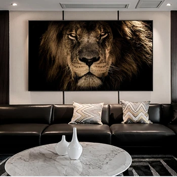 

African Large Lions Face Canvas Paintings on the Wall Art Posters And Prints Animals Lions Art Pictures For Living Room Cuadros