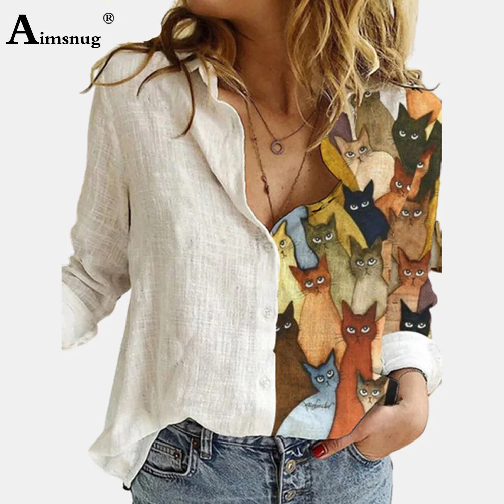Aimsnug de talla grande damas elegante ocio Casual Camisa 3D mujeres es Parte superior abierta blusa de punto mujer blusas camisa ropa de mujer 2021