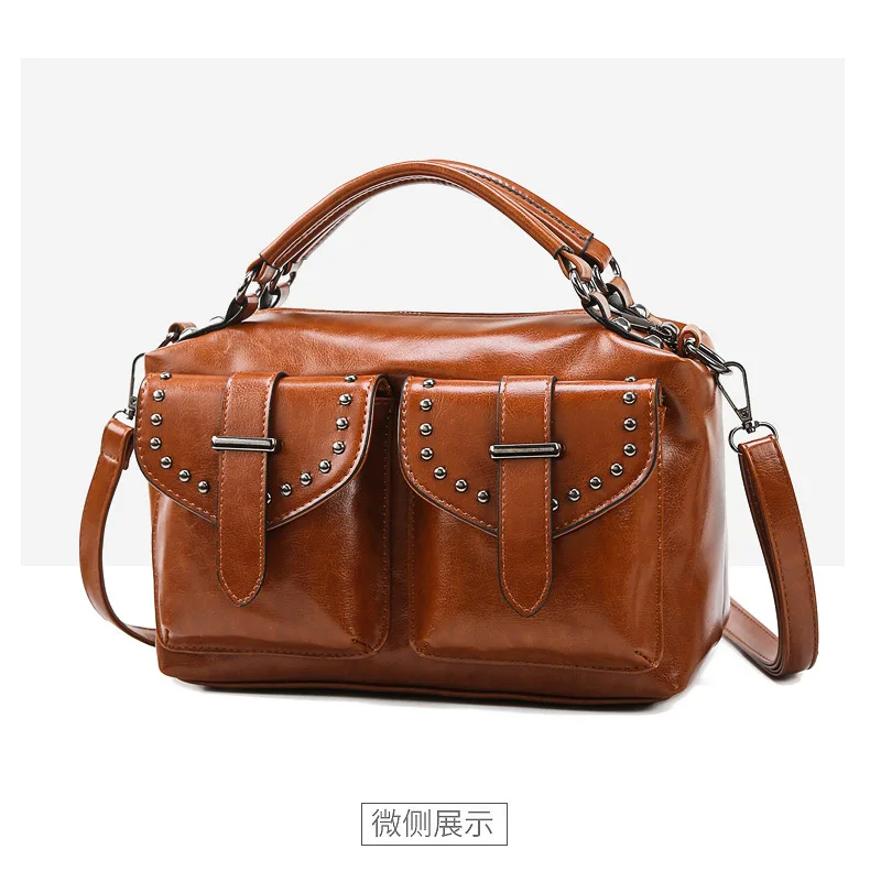 

Women Shoulder Bag Fashion Retro Rivet Shopping Hand Bag Street Outdoor Ladies Large Capacity Fashion Top Crossbody Girls Pouch