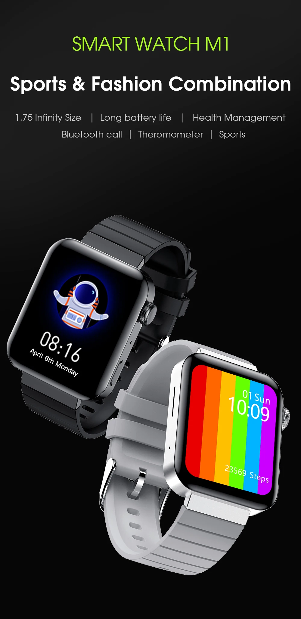 2021 M1 Smart Watch per telefono Xiaomi schermo da 1.75 pollici frequenza  cardiaca chiamata Bluetooth personalizza quadrante per Mi SmartWatch Design  PK P8|Smart Watches| - AliExpress