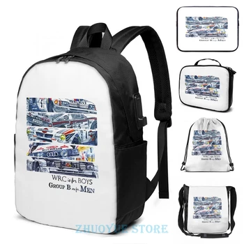 

Graphic print WRC is for boys, Group B was for men USB Charge Backpack men School bags Women bag Travel laptop bag
