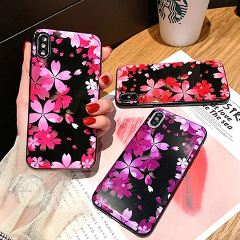 Простой роскошный золотой Фольга цветок чехол для телефона iPhone 11 Pro Max Вишневый