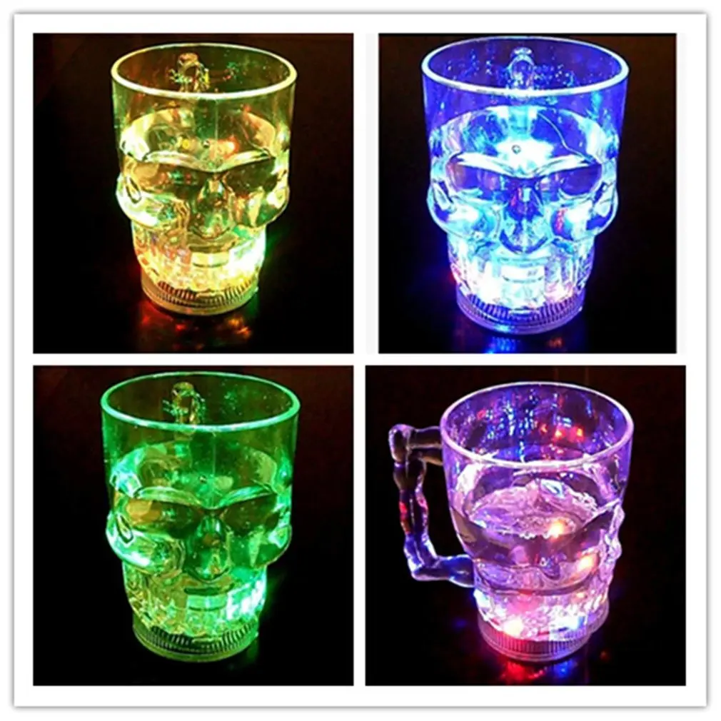 

LED Colorful Glowing Skull Head Cup Flash Water Induction Light Cup Beer Cup Cool Drink Wine Glasses