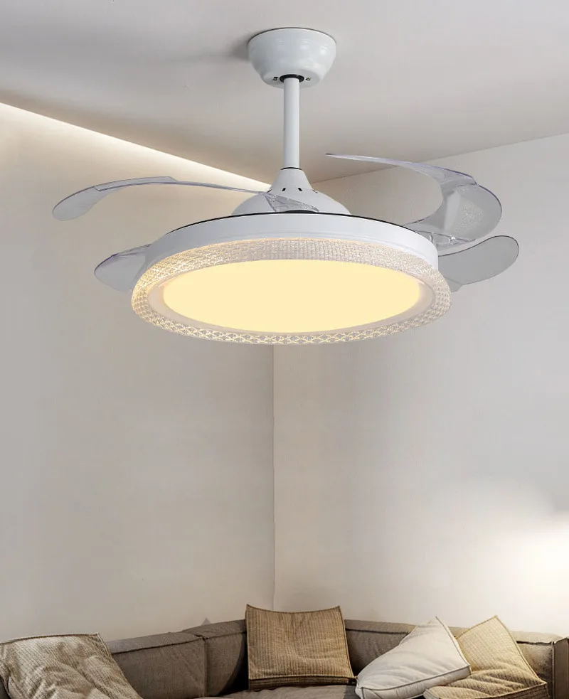 

LED Invisible Ceiling Fan Light Modern Minimalist Fresh Living Room Bedroom Restaurant Lace Simple Ceiling Fan with Light