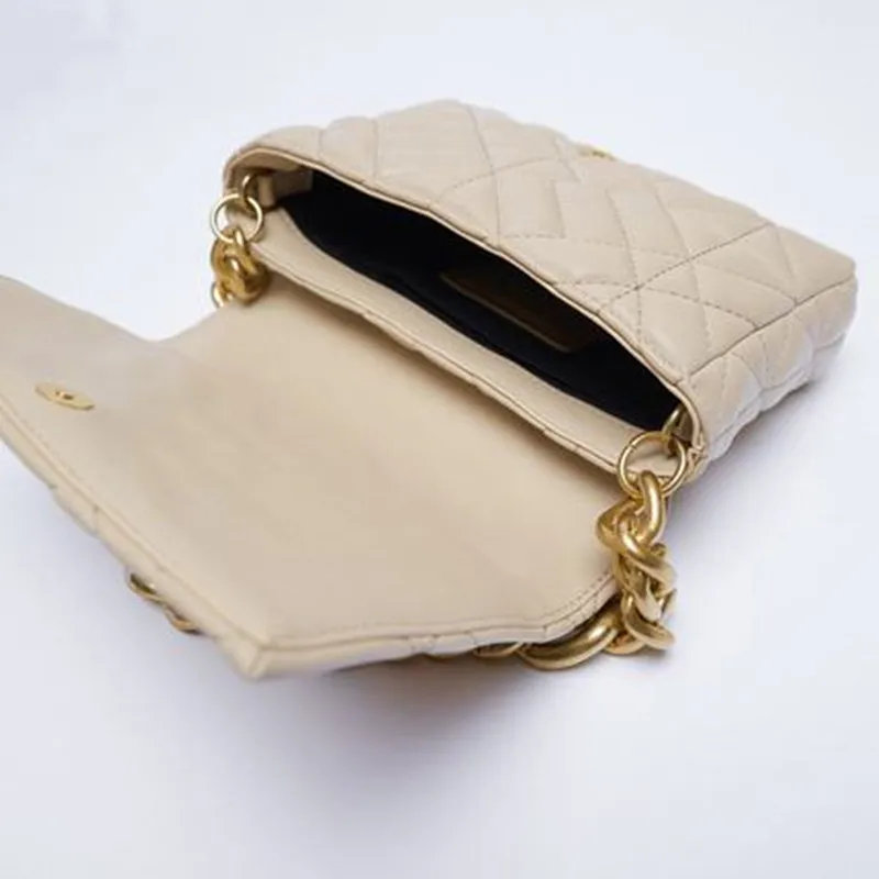 Soft Gold Metal Chain Pu Leather Armpit Retro Shoulder Small Square Bag Top Quality Luxury Brand Crossbody Bag for Woman 2021