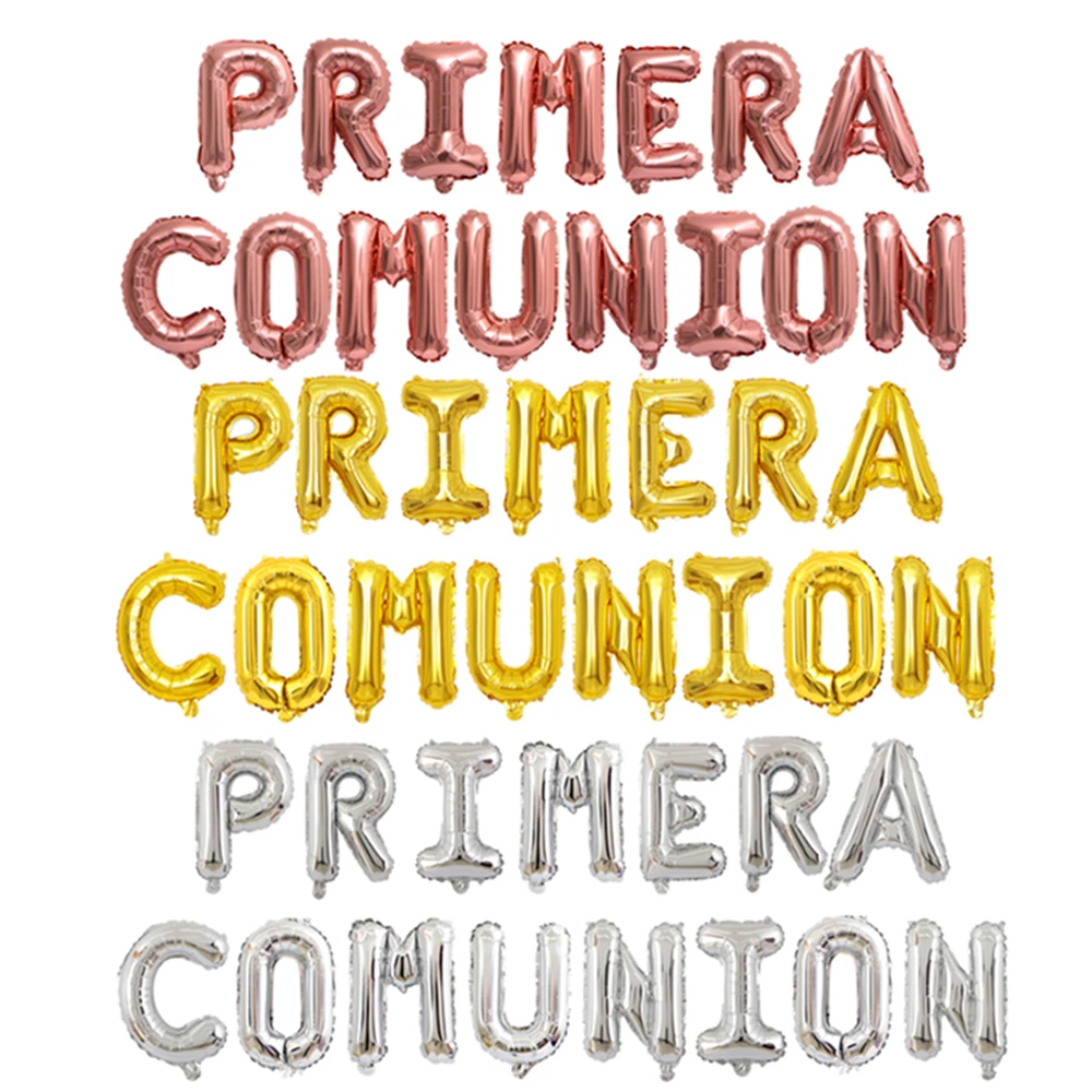 Украшение для первого причастия розовые золотые фольгированные воздушные шары