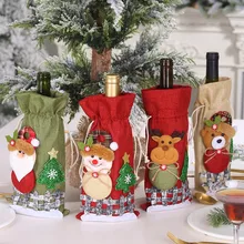 Рождественские красные чехлы для винных бутылок Merry Christmas Santa Wine чехол для бутылки Xmas Festival вечерние украшения стола Подарок 19 oct11