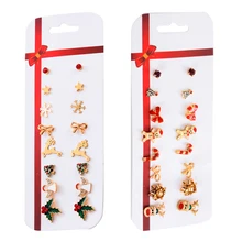 16 шт./компл. женские модные серьги Снежинка Ангел олень звезды Луки серьги-гвоздики набор очаровательные вечерние ювелирные изделия рождественские подарки