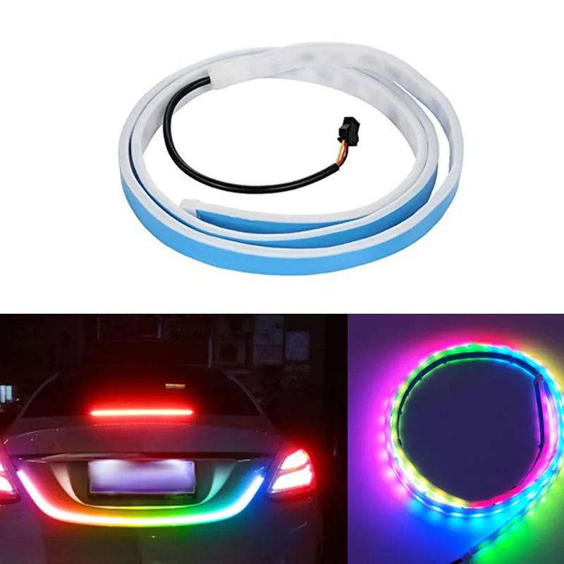 

1set Car Rear Trunk Lights Multicolor RGB Colorful Tail box Light LED Warning Lamp Turn Signal Streamer Strips Light