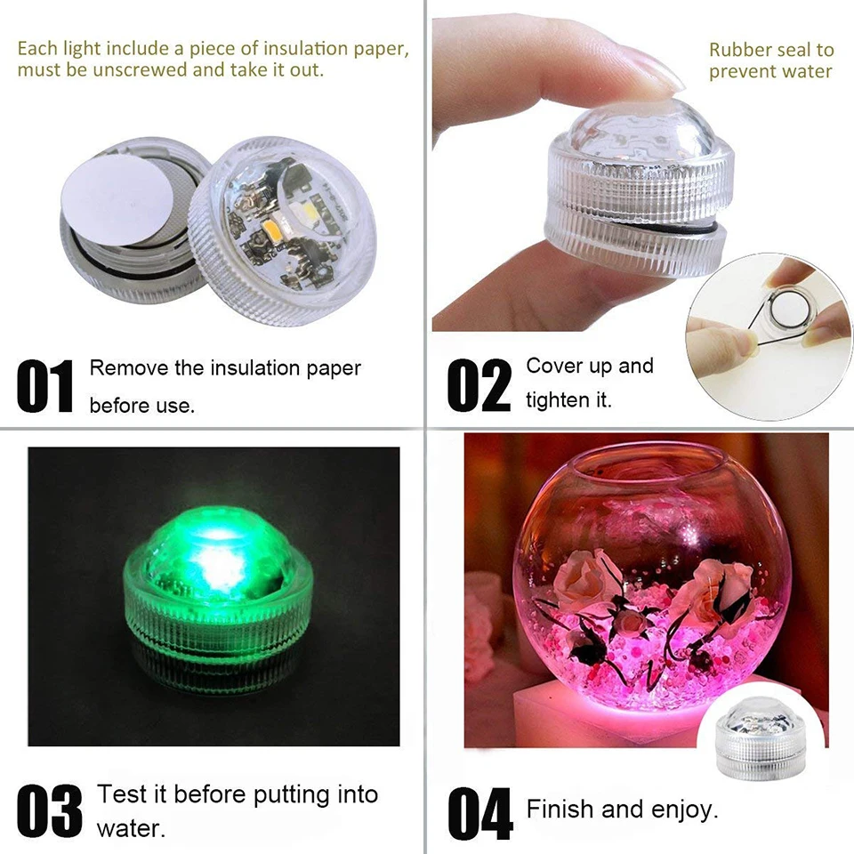 IP68 Waterproof RGB Submersible Light Battery Operated Underwater Night Lamp For Fish Tank Pond Swimming Pool Wedding Party underwater led strip lights