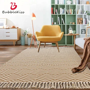 

Bubble Kiss Cotton Tassel Carpet Home Weave Rug Nordic Bedroom Washable Area Floor Mat Welcome Foot pad Modern Living Room Decor