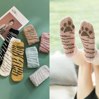 

2020 Winter Warm Cat Paw Socks For Women Girls Sleeping Socks Home Floor casual cute Socks Thick fashion funny Socks