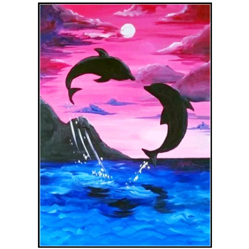 

5D full circle diamond painting dolphin diamond embroidery animal diy cross stitch mosaic home decoration