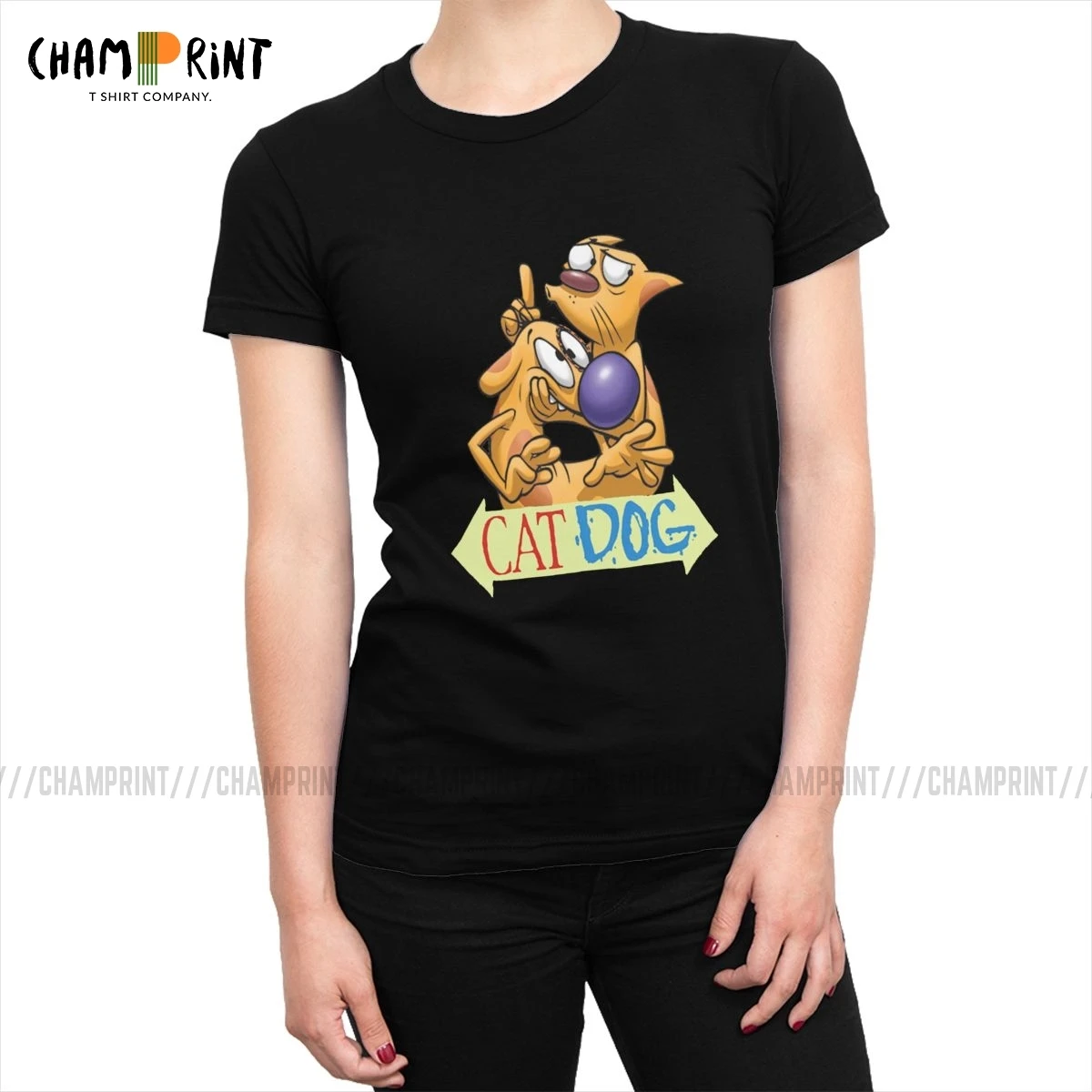 CatDog логотип футболки Для женщин 90s футболка с забавным мультипликационным принтом «Old School футболки Tumblr футболки для девочек топ в готическом стиле, Хлопковые женские Костюмы графический
