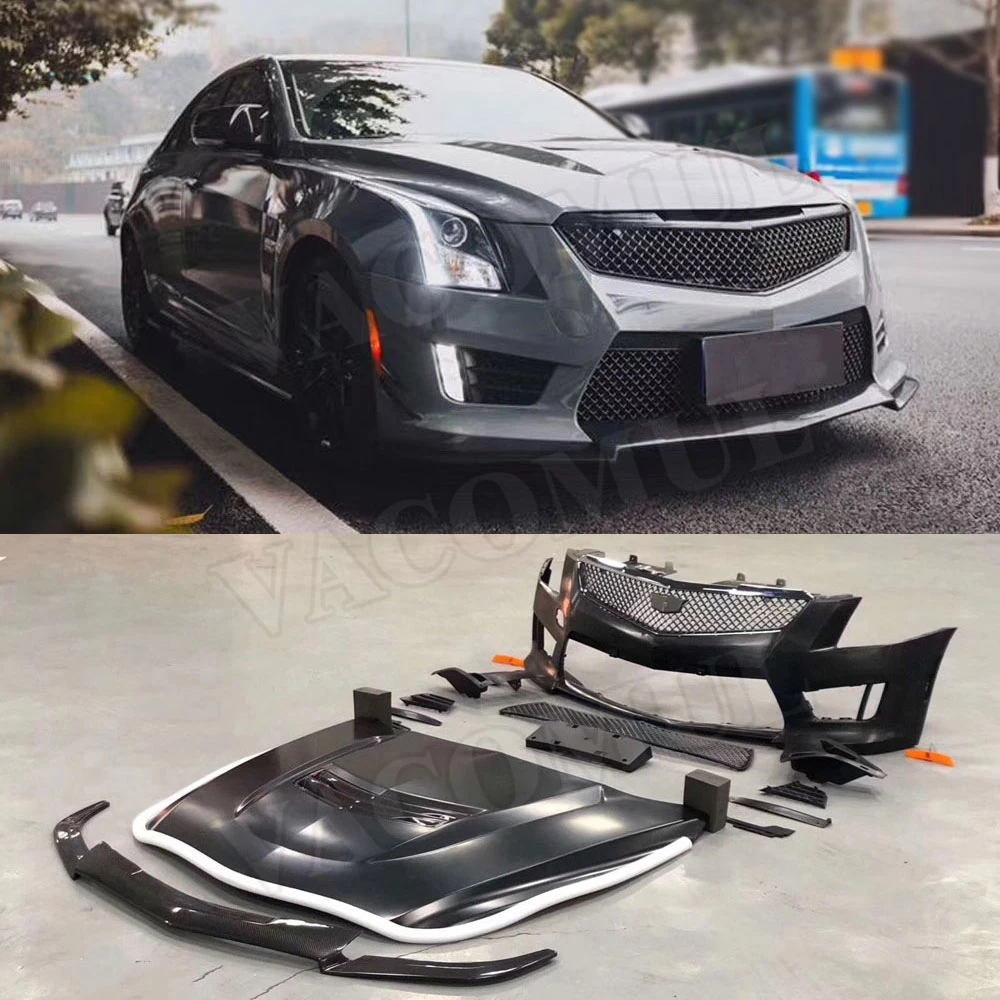 Углеродное волокно PP передний бампер губы сетки грили Крышка для Cadillac ATS 2014-2017