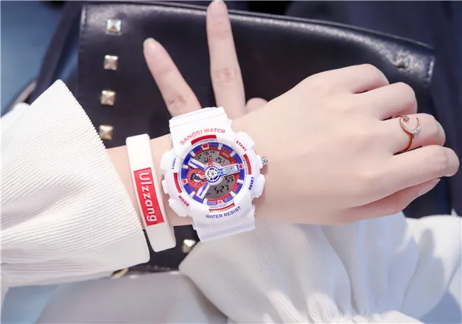 Новые Инс ветер тренд шок электронные часы Мужские Женские студенческие корейские простые для отдыха модные спортивные водонепроницаемые часы без коробки