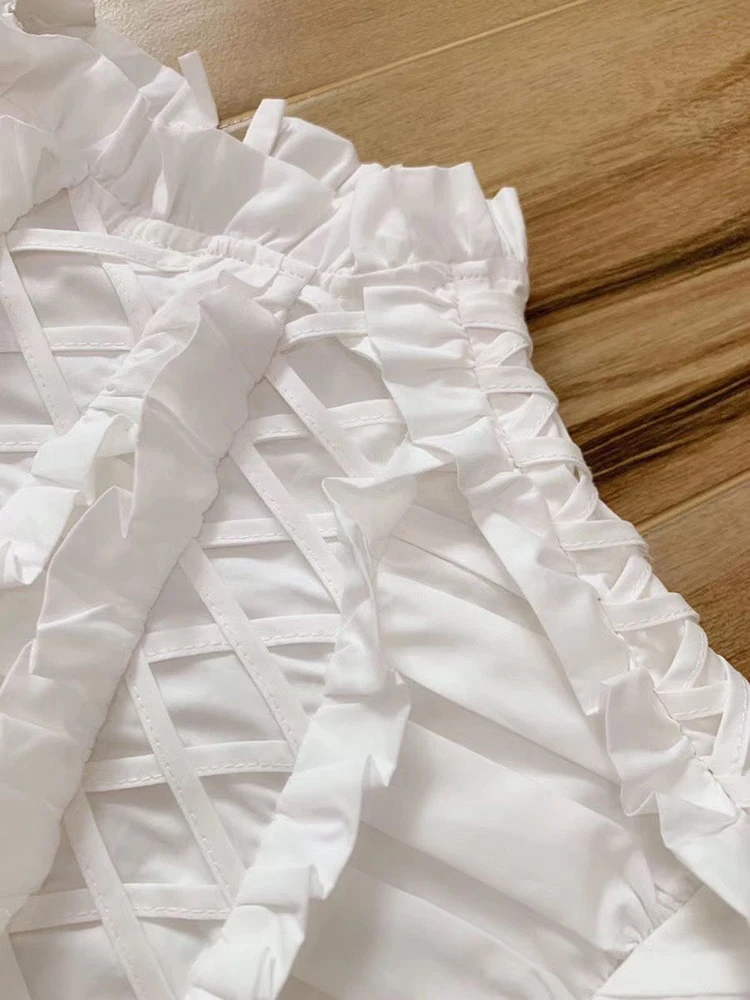 Ziwwshaoyu Высокое качество хлопок белый торт платье женские элегантные длинные рукава каскадные оборки винтажные вечерние осенние платья