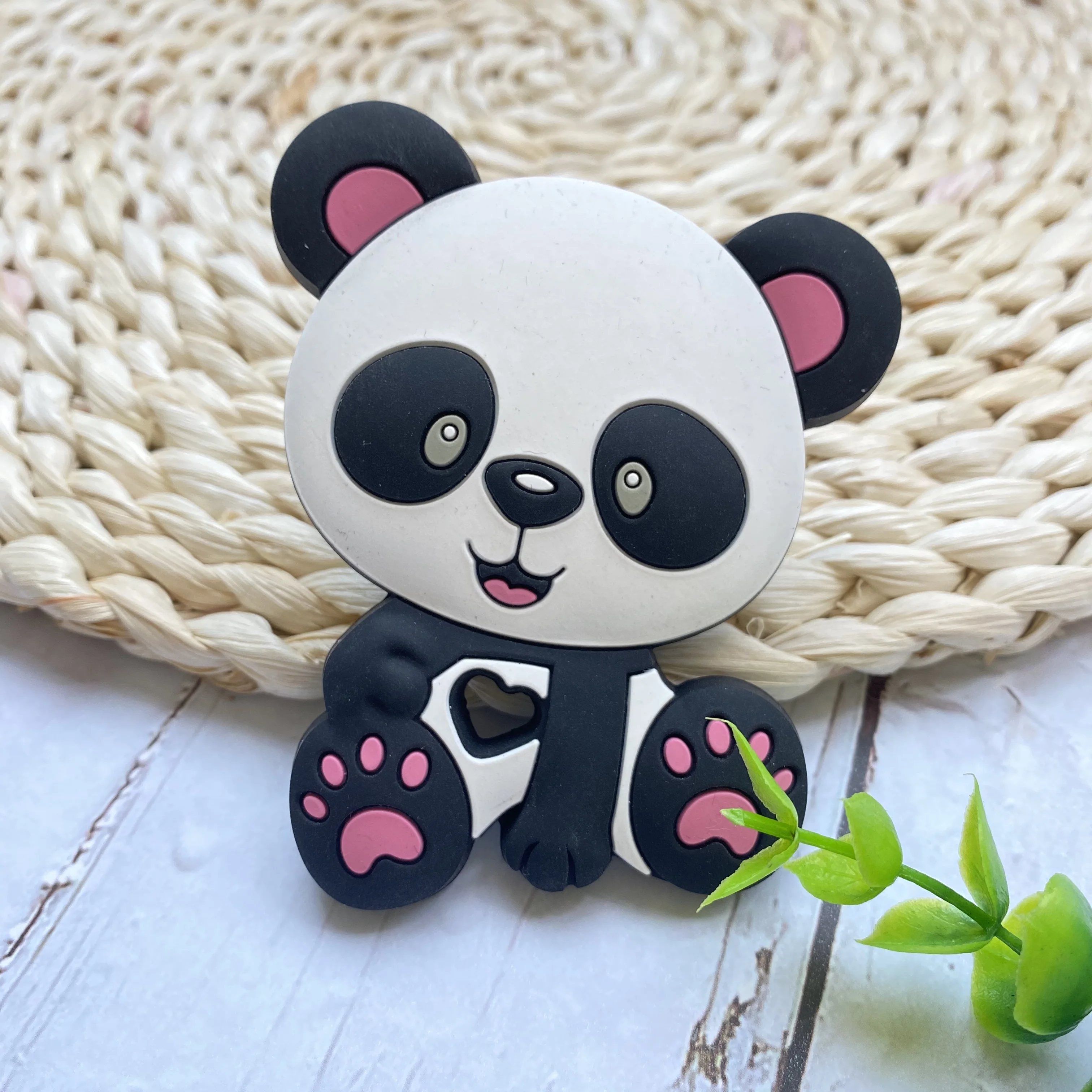 1PCS BPA 무료 팬더 실리콘 Teethers 식품 학년 동물  Teething 비즈 선물 씹는  장난감 설치류 액세서리