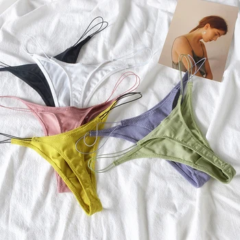 Thin Strap Cotton Thong Tangas Lingerie Sexy Underwear Low Waist Temptation Sex Panties String T Pants Seamless Briefs 2