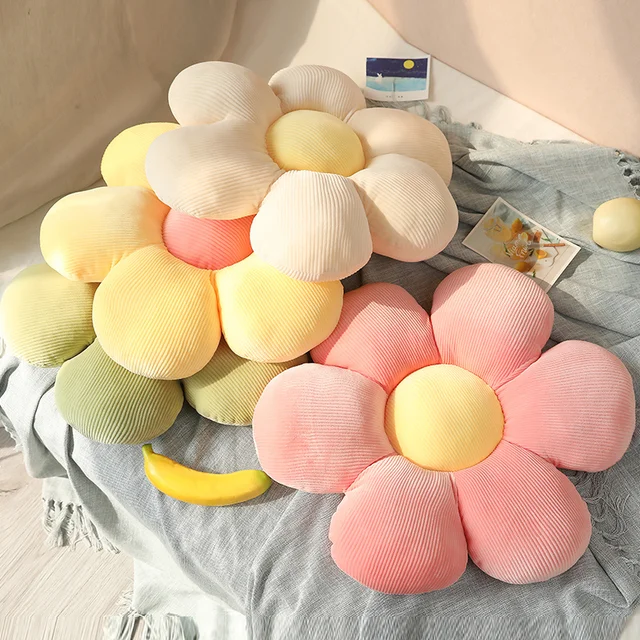 35-75cm Beautiful Colorful Flower Plush Pillow Toy Soft Cartoon Plant Stuffed Daisy Chair Cushion Sofa Kids Lovers Birthday Gift 2