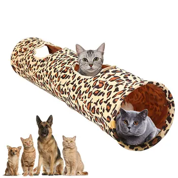 

Plush Pet Cat Tunnel Tube Leopard Print Foldable Kitten Rabbit Playing Toy @LS