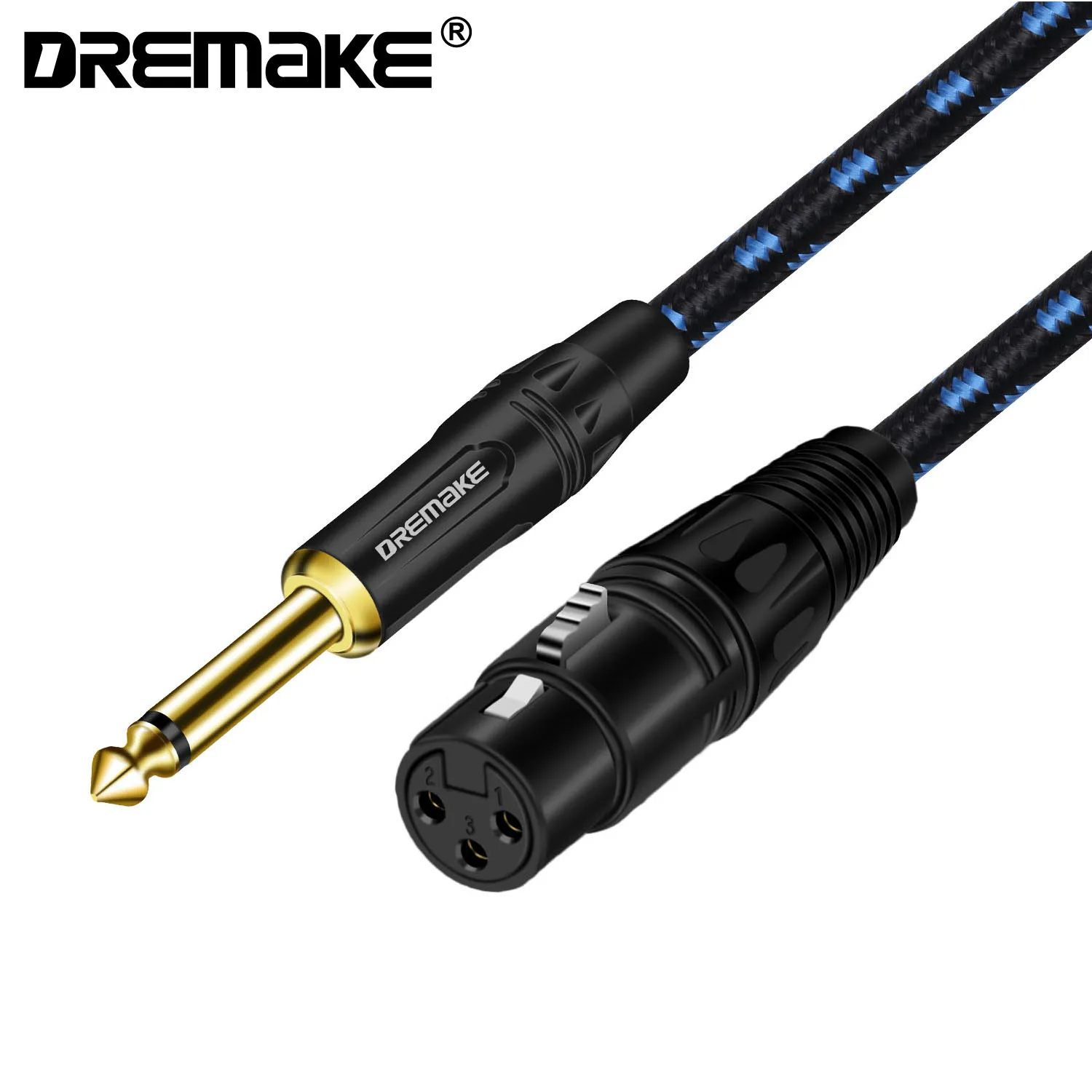 DREMAKE Jack 6.35mm/6.5mm Mono Male to XLR Female 3-Pin XLR to TS 1/4 Inch Interconnect Unbalanced Audio Cable for Speaker AMP