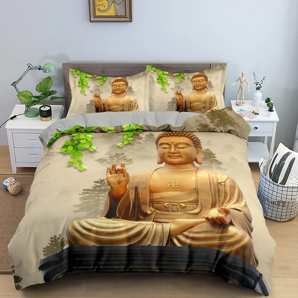 

Buddha Meditation Printing Bedding Set Bedclothes Bed Cover Sets 2/3 Pieces King Queen Home Textiles Twin Full Quilt Covers