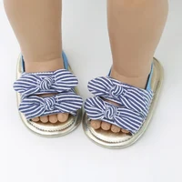 Summer Baby Girls Sandal Cute Bow Striped Breathable Anti-Slip Shoes Sandals Toddler Soft Soled Shoes 0-18 Months13 6