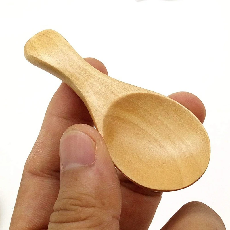 8Pcs Small Wooden Salt Spoon Solid Wood Condiments Spoon Handmade Honey Teaspoon Seasoning Sugar Coffee Tea Jam Mustard Ice Crea
