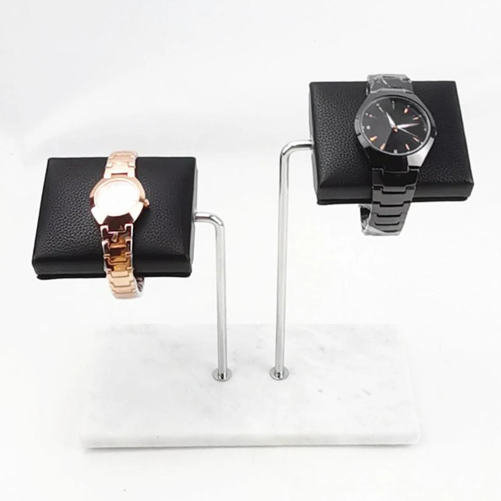 Marble Green Base Gold Support Watch Display Stand for Bracelet Double Watch Jewelry Organizer Watch Placement Jewelry Stand