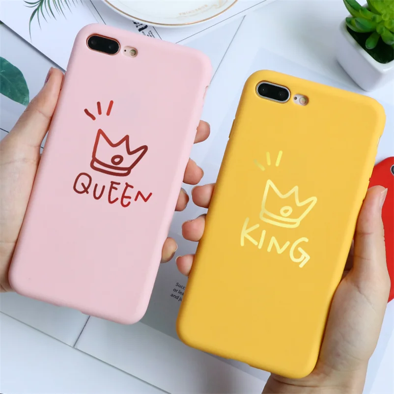 

Luxury King Queen Matte Phone Cases For iPhone 7 8 6 S 6S Plus XS Max 10 X 5 5S SE Soft TPU Fundas Back Cover For iPhone XR Case