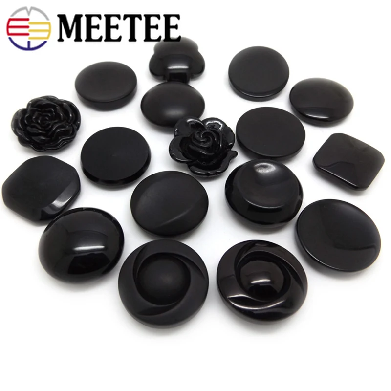

Meetee 20pcs 15-44mm Resin Black Shank Button for Suit Coat Sweater Decoration Button DIY Garment Sewing Buckle Accessories