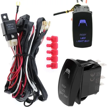 

New 12V-24V Roof LED Light Bar & Relay Wiring Harness ON-OFF Laser Rocker Switch Full Kit For Off-road Vehicles Work Vehicles