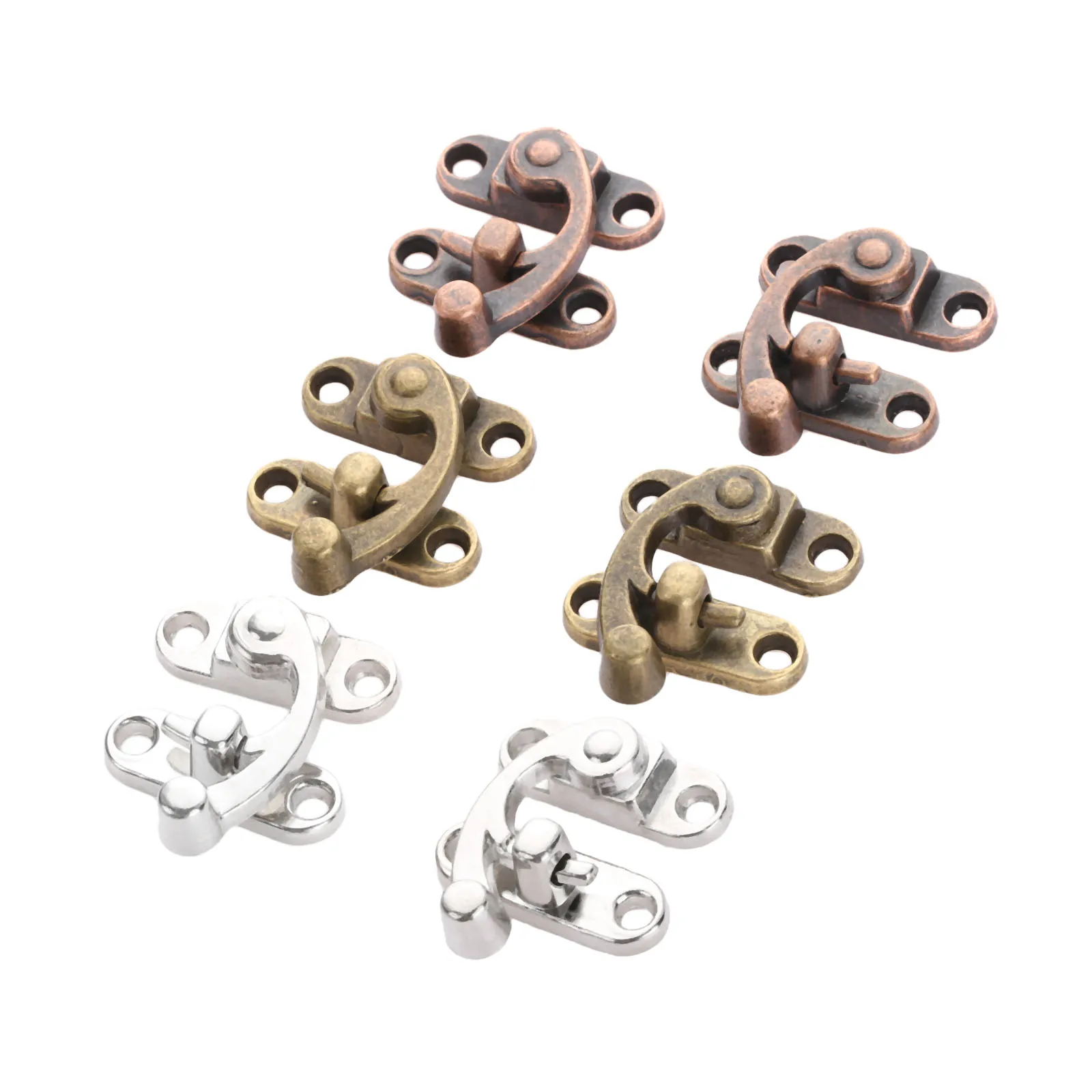 2pcs Antique Iron Padlock Latch Hasp Buckle Horn Catch Clasp Hook Lock For Mini Jewelry Box For Furniture Hardware 29*33mm
