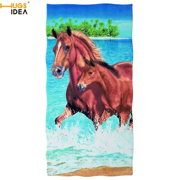 

HUGSIDEA Crazy Horse Print Beach Towel Microfiber Bath Towels for Kids Adult Travel Sunbed Cover Yoga Towel Textile Hand Towel