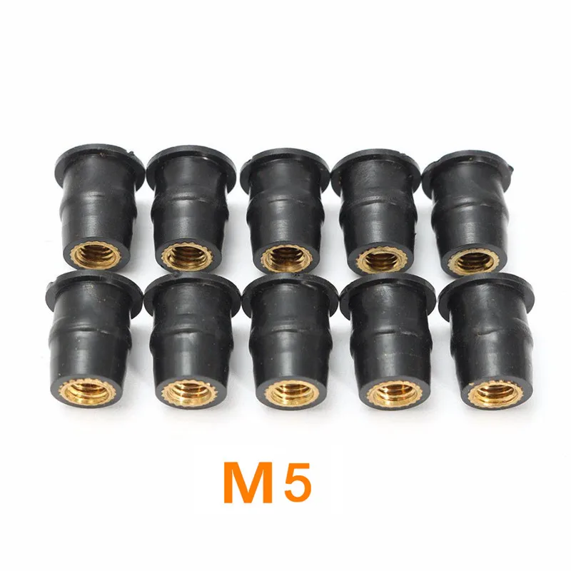 10 шт. M4/M5/M6 метрические резиновые гайки для авто мотоцикл ветровое стекло обтекатель клобук крепления - Название цвета: M5