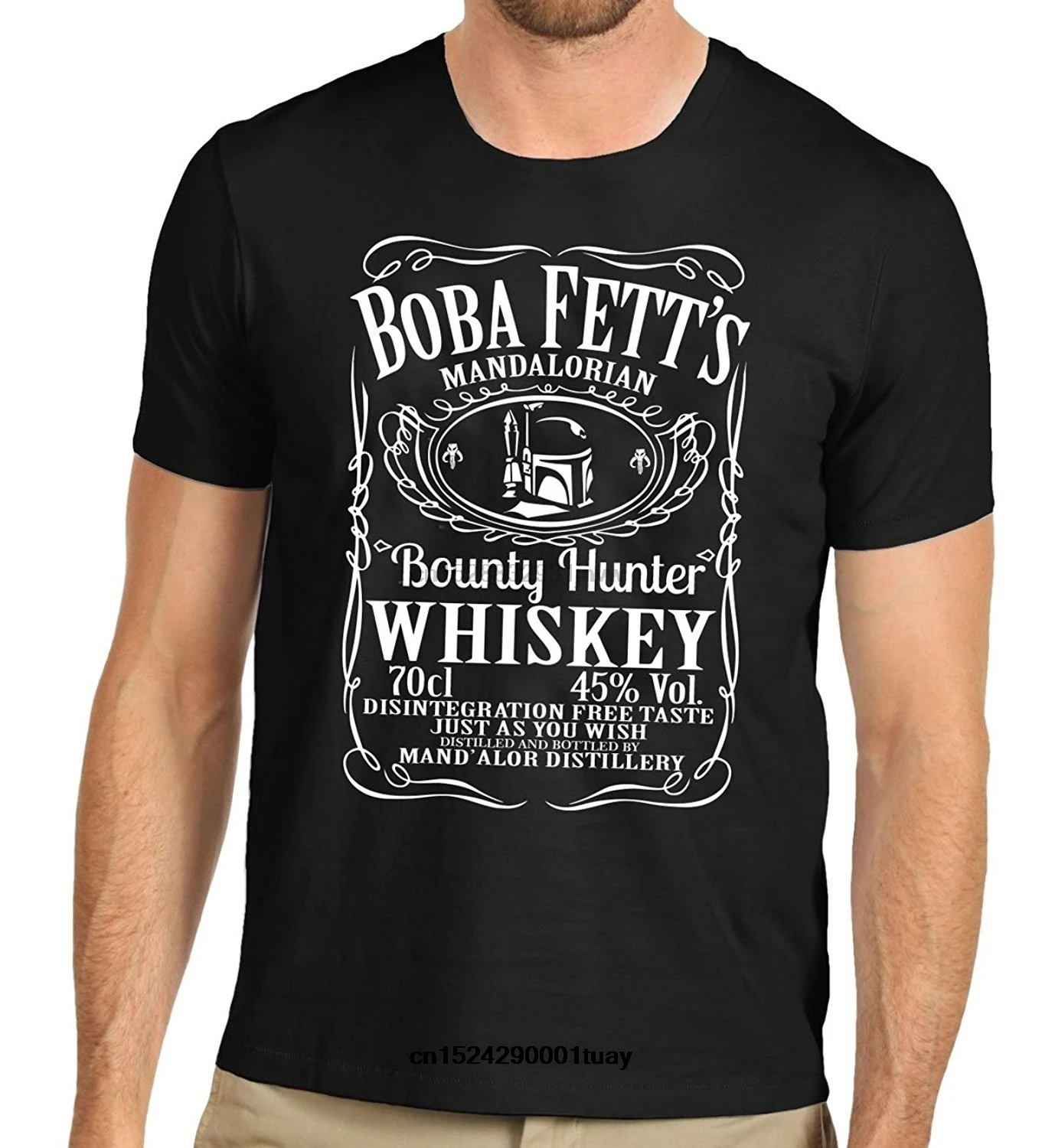Boba Fett Whiskey футболка мандалорский персонаж Mashup Черная Мужская хлопковая с принтом