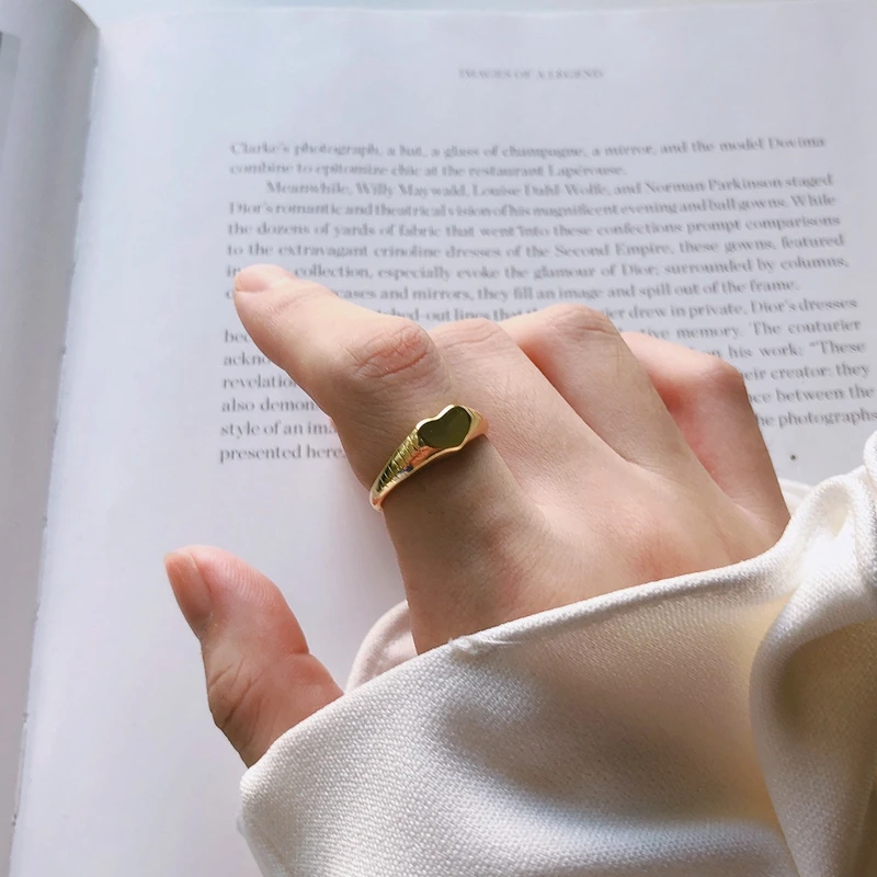 LouLeur Настоящее серебро 925 пробы кольцо в форме сердца горячая Распродажа минималистичное японское корейское золото серебро кольцо для женщин модное ювелирное изделие подарок