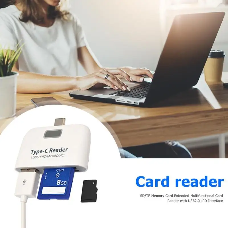 Горячая карточка распродажи читателей тонкий дизайн портативный USB 3,1 тип-c концентратор USB 2,0 PD зарядка TF карта памяти адаптер OTG считыватель
