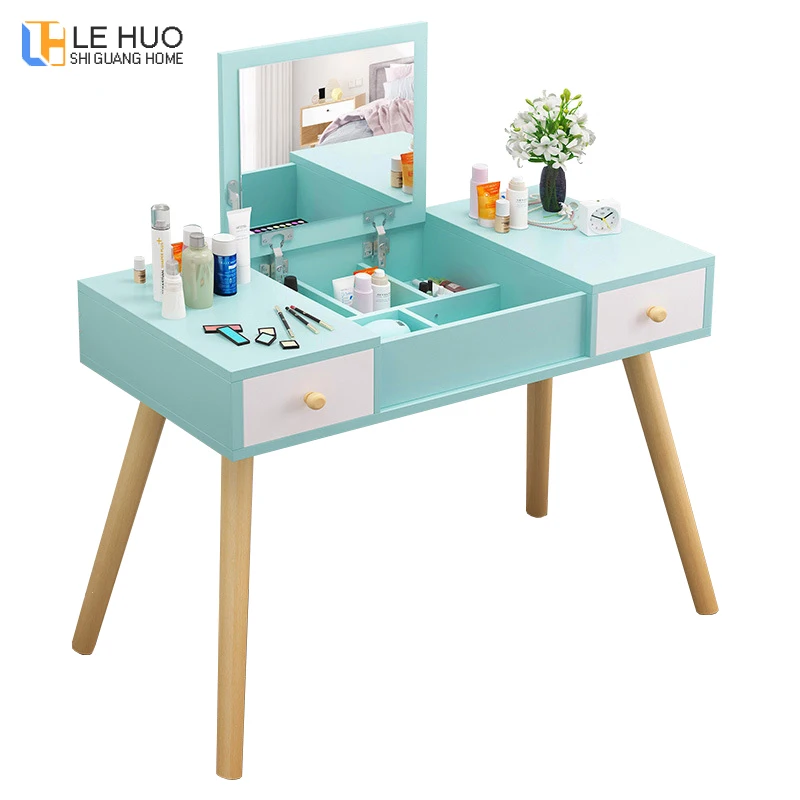

Nordic Dressers Wooden Dressing table With drawer mirror cosmetic organizer Storage cabinet Simple fashion bedroom Furniture