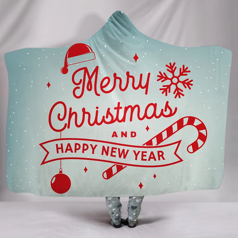 Одеяло с капюшоном фестиваль X-mas Throw печатных мягкий короткий пух носимых теплый плед Joyous Cobija Cobertor одеяло на искусственном меху - Цвет: Королевский синий