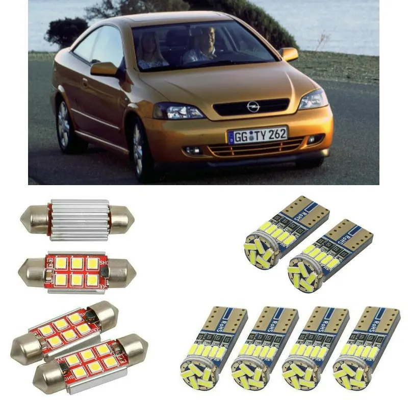 Interior led Car lights For Opel astra g coupe t98 bulbs for cars License Plate Light 8pc