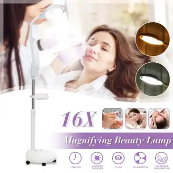 

16X Diopter Floor Stand Lamp Magnifier LED Magnifying Glass Warm Cold Ligth Len Facial Light For Beauty Salon Nail Tattoo