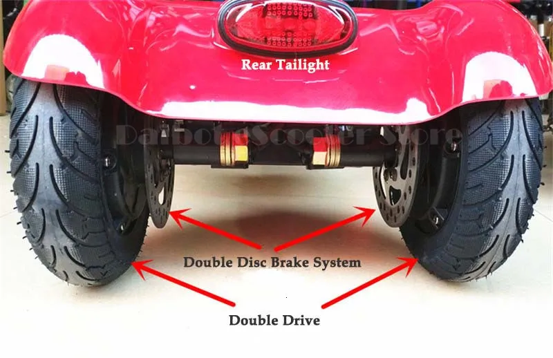 Daibot Electric Elderly Scooter 4 Wheels Electric Scooters 10 Inch 500W Foldable Electric Scooter For Disabled BlueBlackRed (15)