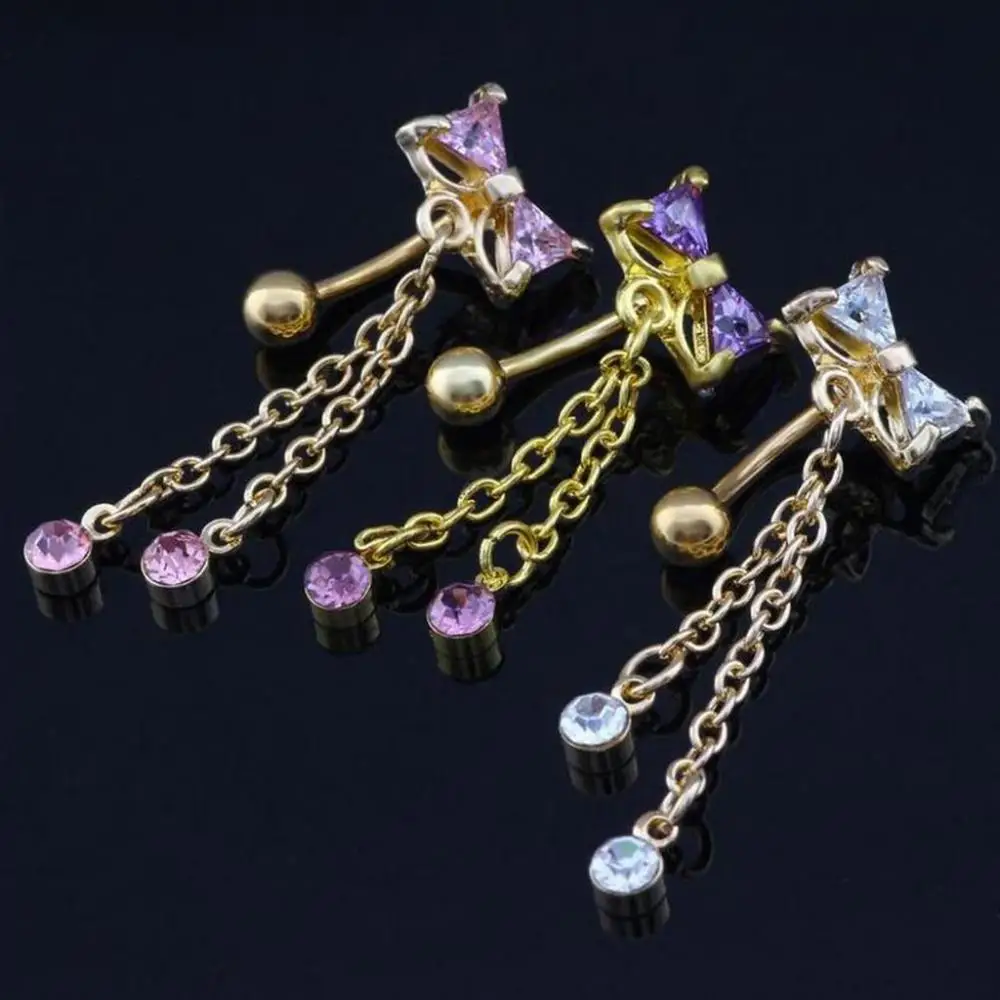 Reversed Bow Butterfly Belly Button Rings 316L Steel Belly Piercing Ombligo Long Dangled Navel Piercing Earrings Piercing Jewelry Body Piercing Jewelry Body Jewelry Body Piercing Earrings Metal Jewelry Belly Button Piercings Belly Button Earrings